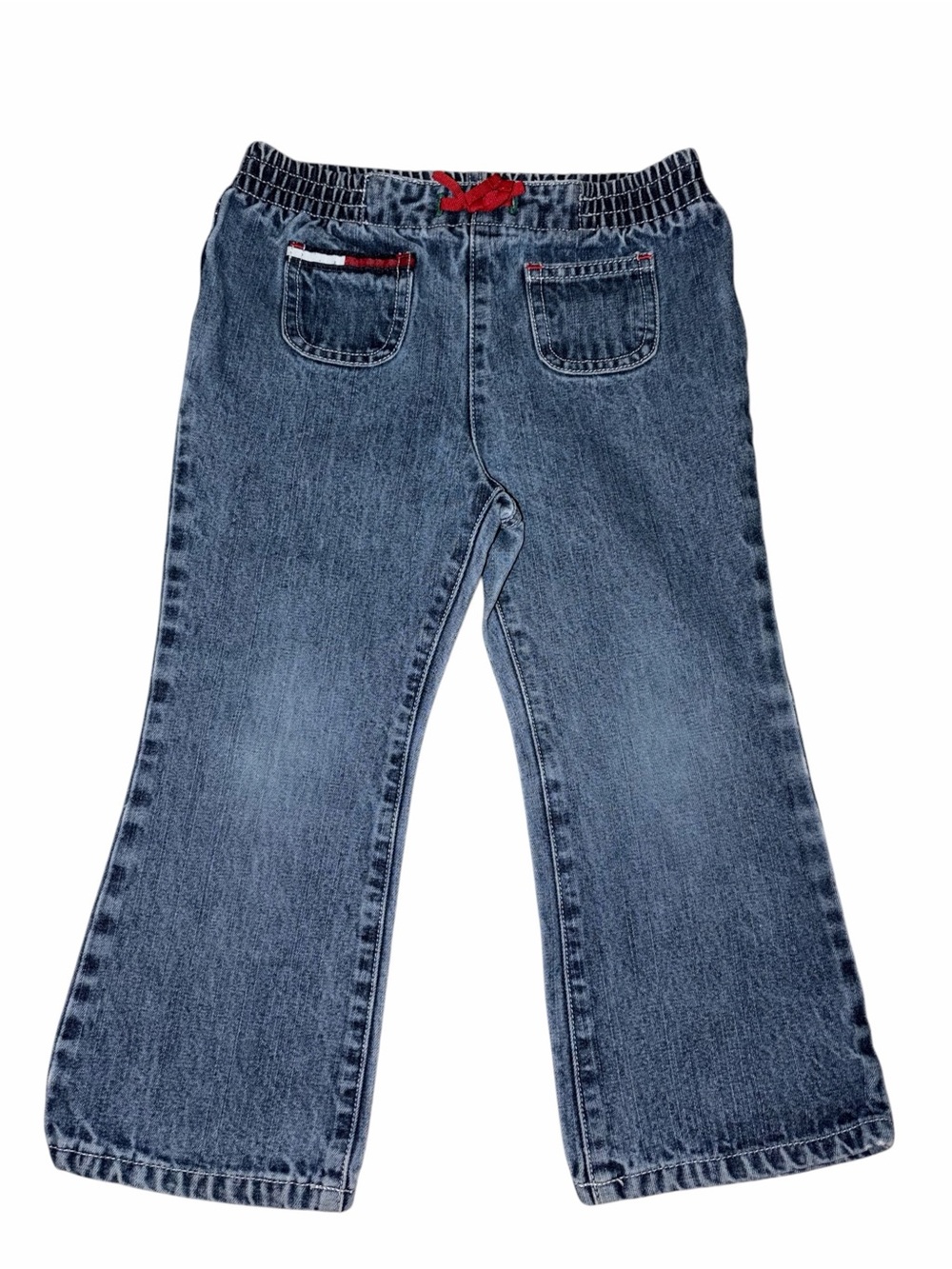 Vintage 90s Tommy Hilfiger Toddler Girl Medium Wash Denim Pull-on Flare Jeans 3T